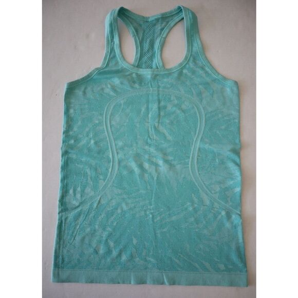 Lululemon Women Sz 8 Teal Bali Breeze Print Swiftly Tech Racerback Tank Top - Picture 1 of 4